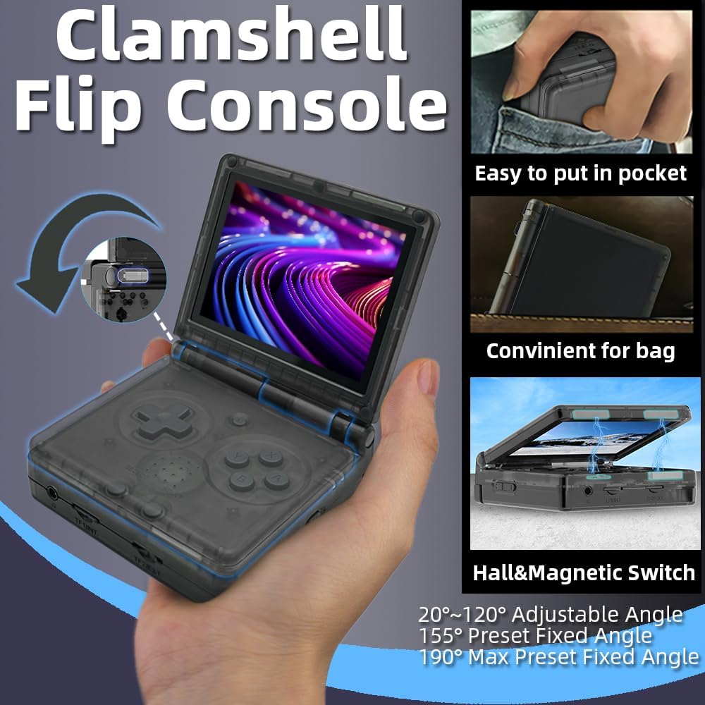 RG35XXSP Retro Handheld Game Console with 64G TF Card & 5532 Games, WiFi Bluetooth & HDMI TV Output