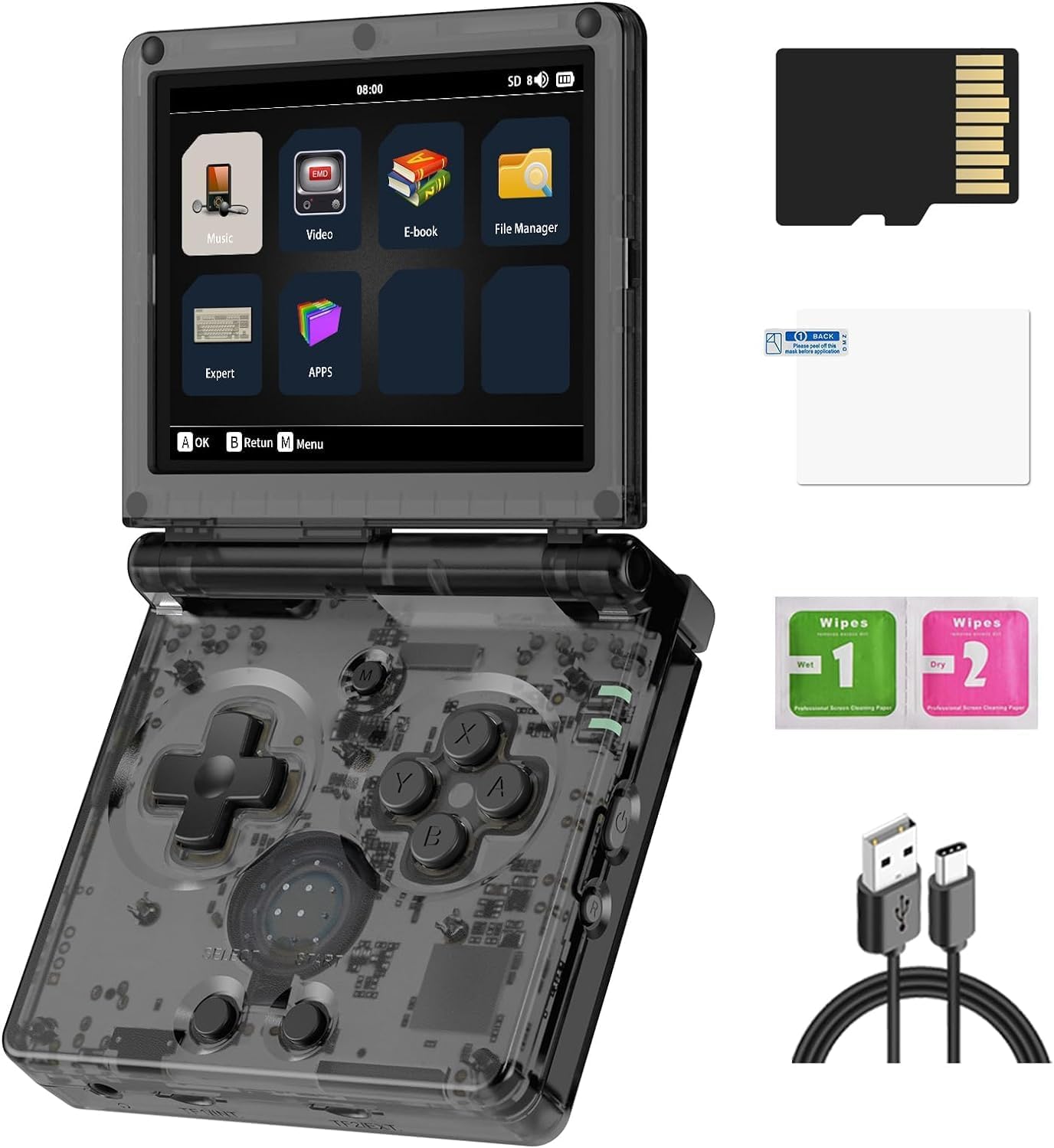 RG35XXSP Retro Handheld Game Console with 64G TF Card & 5532 Games, WiFi Bluetooth & HDMI TV Output