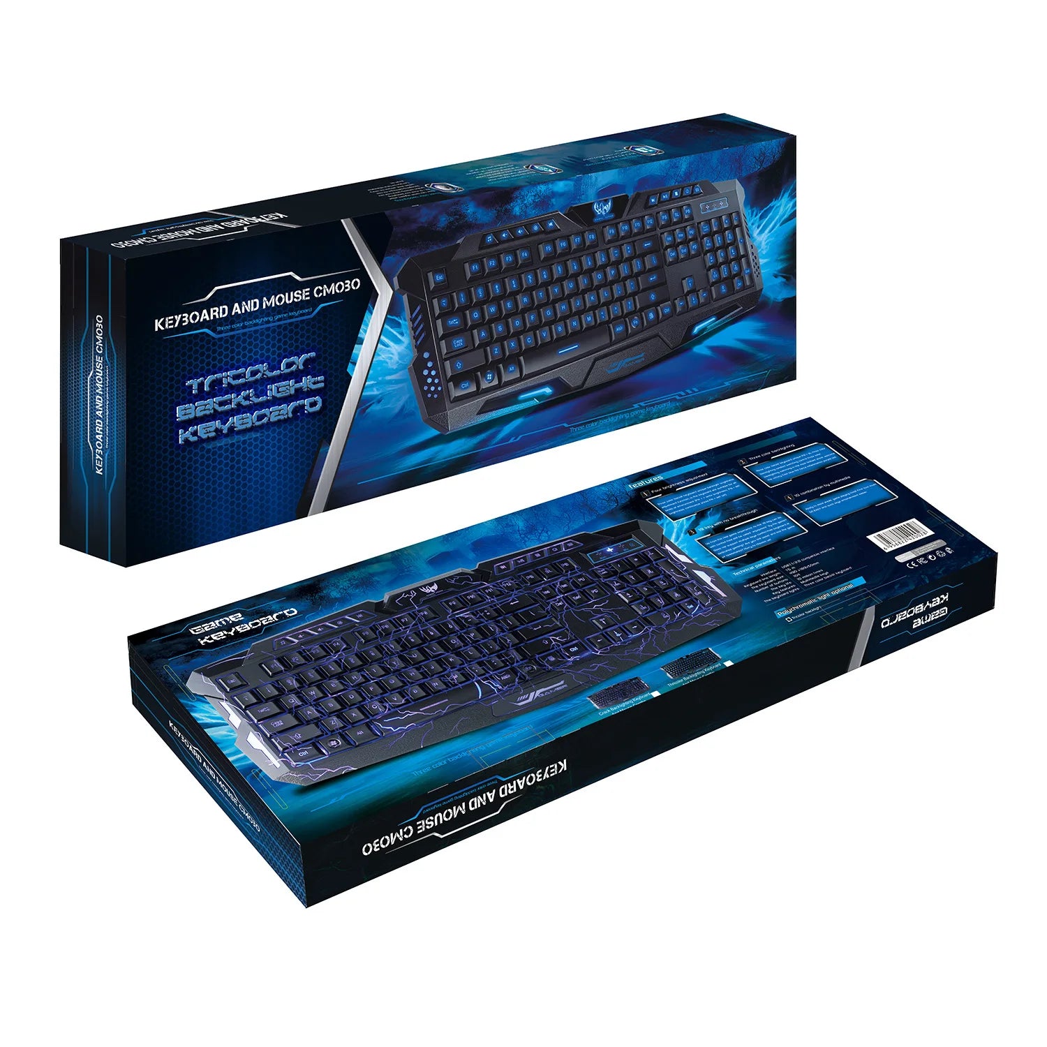Tricolor Backlight Wired Game Keyboard Set Colorful Light-emitting Game Keyboard Russian Keyboard