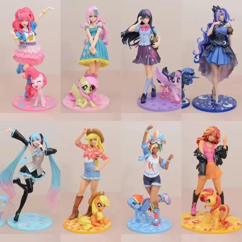 New My Little Poni Series Rainbow Anime Figure Cute Doll Applejack Toy Fluttershy Twi Light Sparkle Model Doll Toy Birthday Gift