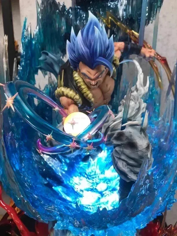 30cm Dragon Ball Figure Gogeta Anime Figures 3 Heads With Light Super Saiyan Vegeta Figurine Pvc Gk Statue Model Doll Toys Gifts