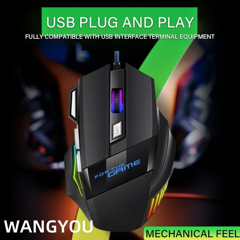 Wired Mouse With Colorful Breathing Light Suitable For Notebook Desktop Computer E-Sports Game Computer Mouse