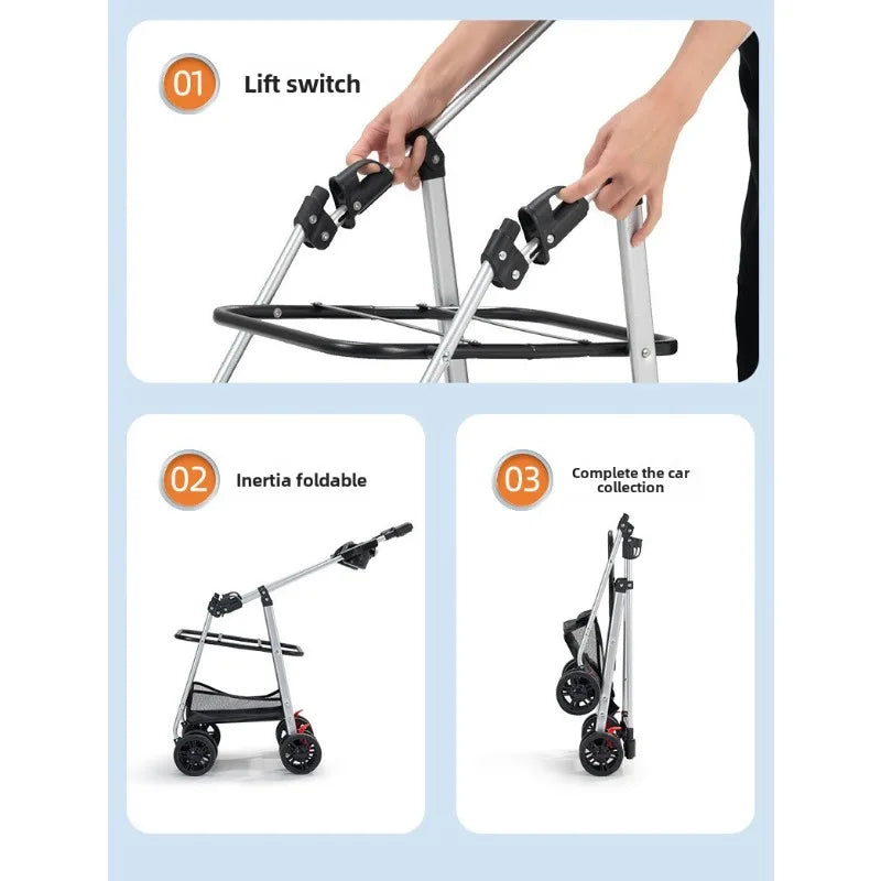 3-in-1 Pet Stroller for Medium Dogs Puppy Cat Stroller  with Detachable Carrier Pad Lightweight Foldable Aluminum Alloy Frame