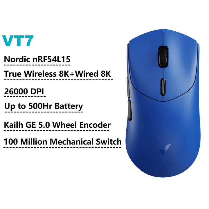 Rapoo VT7 /VT7 MAX Wireless Gaming Mouse True 8K Wireless Polling Rate 53g Lightweight Up to 500Hr Battery Life Macro Enabled