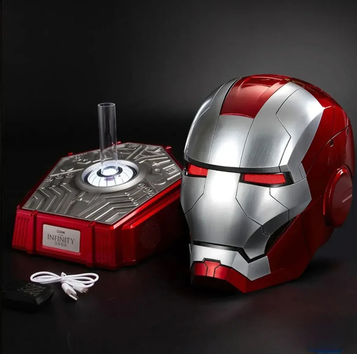 New Iron Man Mk5 Helmet Automatoc 1:1 Voice Control Avengers Mk7 Mk 5 Cosplay With Led Light Electronic Close Ironman Helmet Gif