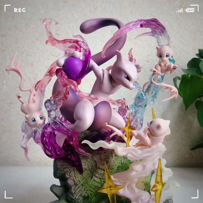 New Pokemon Evolution Mewtwo Figure Charizard Dragonite Blastoise Venusaur Gengar Led Light Anime Figurine Pvc Statue Model Gift