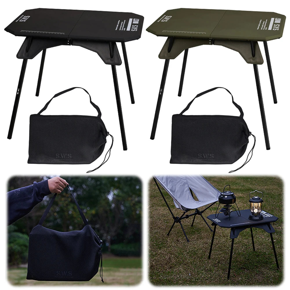 Outdoor Folding Table High Low Dual-Use Ultralight Camping Table Aluminum Alloy Lightweight Picnic Table for Backpacking Hiking