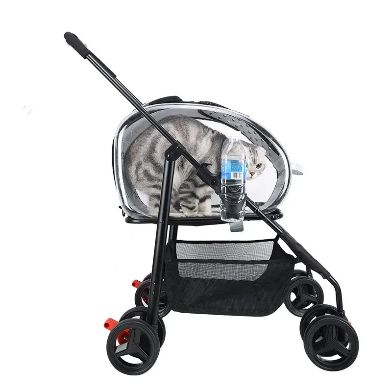 Pet Stroller for Outdoor Travel Lightweight Foldable and Detachable Breathable Suitable for Small and Medium-sized Dogs and Cats