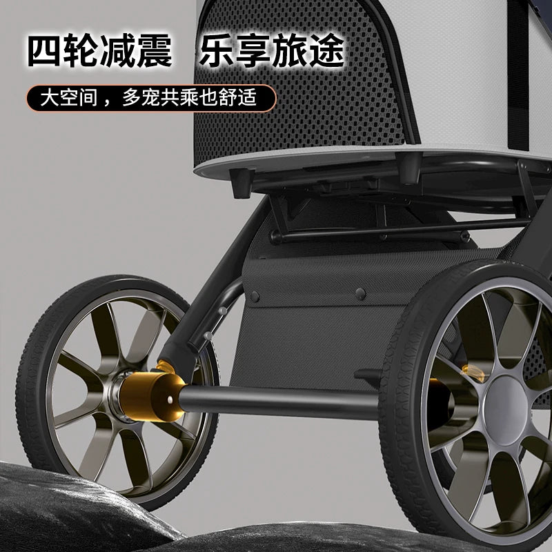 BELLO newest Pet Stroller Dog Cat Low Basket Parm aluminum alloy Cart Dog Lightweight Foldable Walking parm