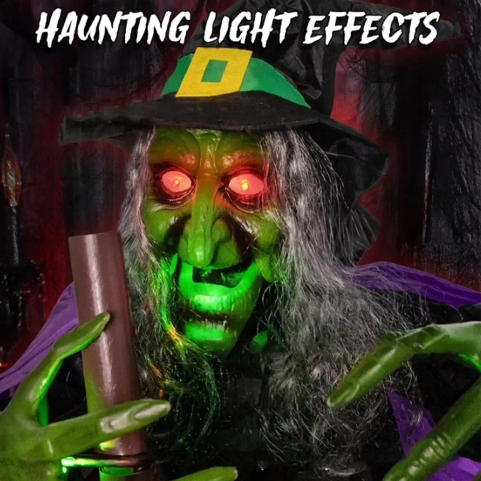 2025 new Spooky Halloween Decor Hovering Witch Prop Outdoor Spooky Witch Festive Lighted Props Halloween Decoration