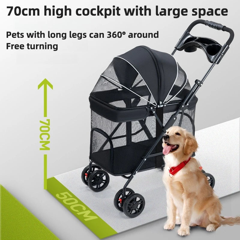 Breathable Pet Dog Cat Stroller Lightweight Folding  Portable Features Ventilated Design for Medium Dogs and Cats  Dog Carrier
