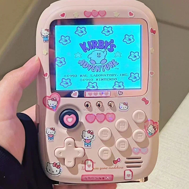 Cartoon Kt Cat Power Bank Mini Portable Retro Handheld Game Console Soft Light Color Screen Toys Friend Birthday Surprise Gift