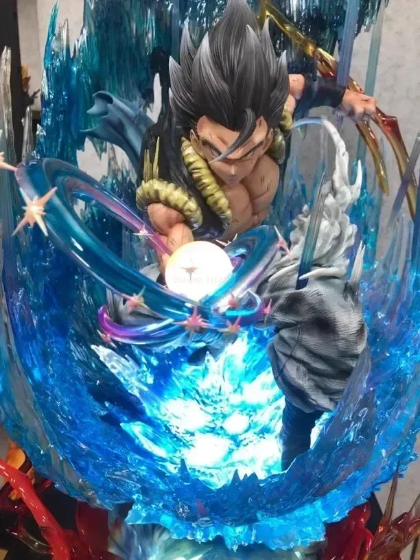 30cm Dragon Ball Figure Gogeta Anime Figures 3 Heads With Light Super Saiyan Vegeta Figurine Pvc Gk Statue Model Doll Toys Gifts
