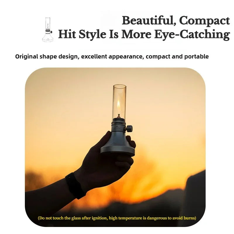 MOUNTAINHIKER Aladdin Portable Gas Lamp Retro Glass Lampshade Gas Atmosphere Light Outdoor Fishing Camping Hiking Candle Light