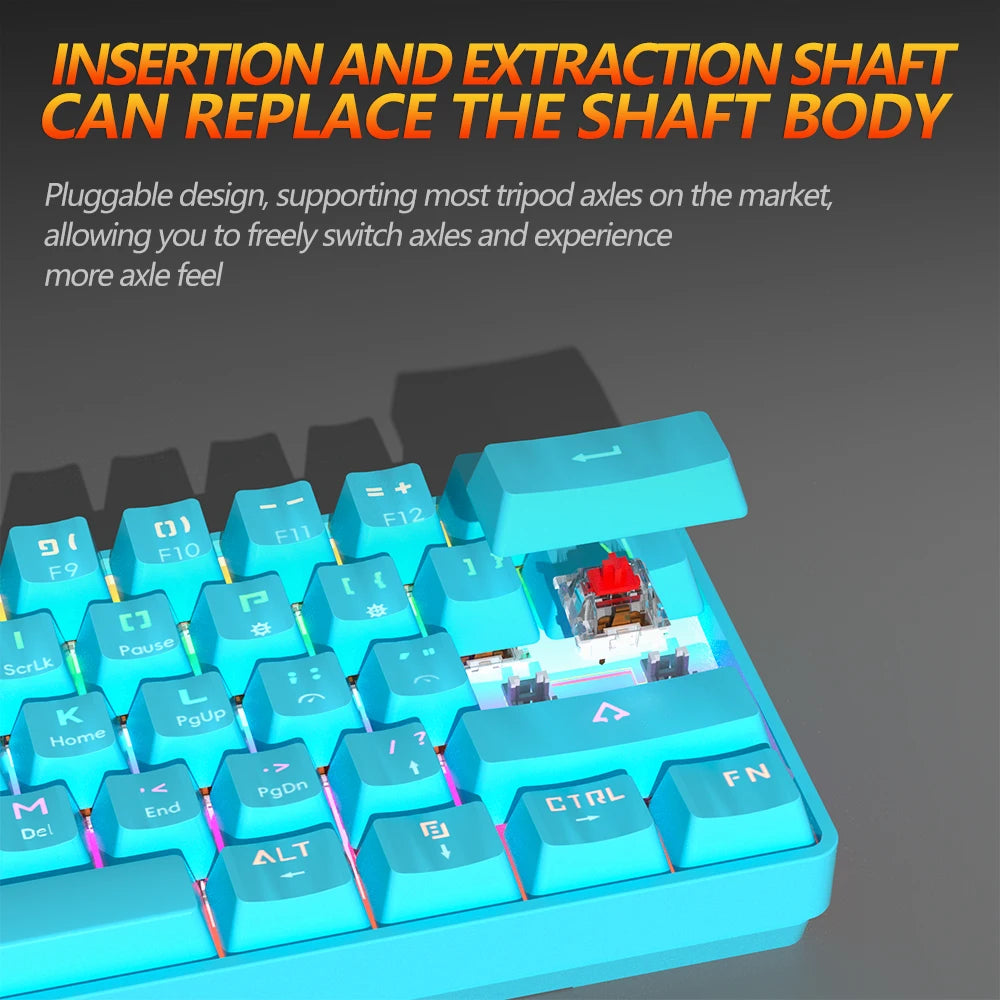 MUCAI MK61 USB Gaming Esports Mechanical Keyboard Red Switch 61 Key Wired Detachable Cable RGB Backlight Hot Swap