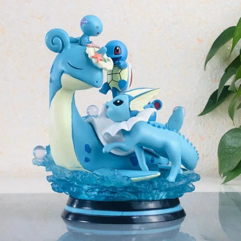 New Pokemon Evolution Mewtwo Figure Charizard Dragonite Blastoise Venusaur Gengar Led Light Anime Figurine Pvc Statue Model Gift