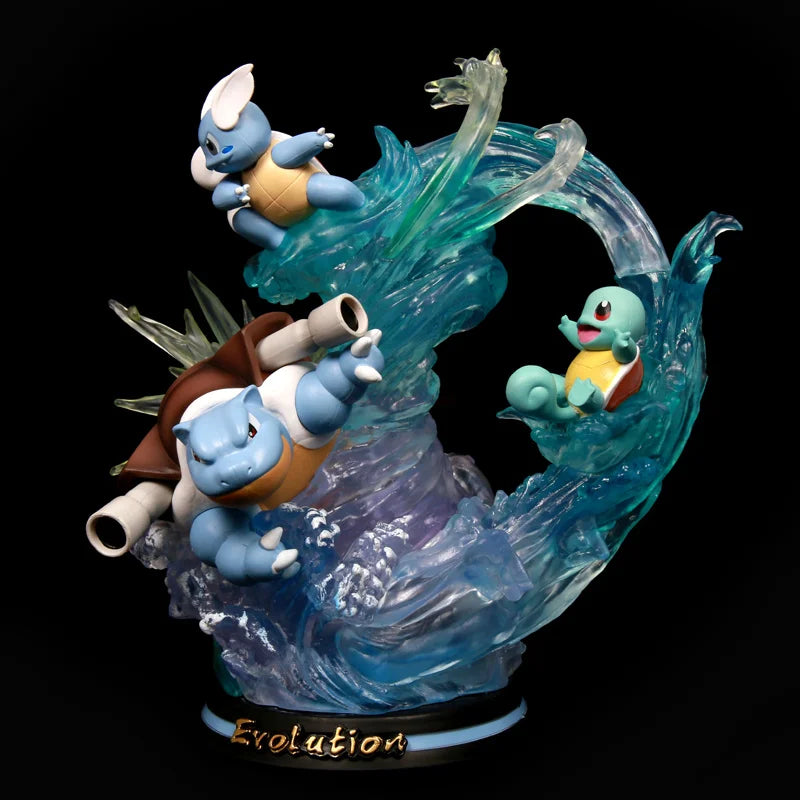 New Pokemon Evolution Mewtwo Figure Charizard Dragonite Blastoise Venusaur Gengar Led Light Anime Figurine Pvc Statue Model Gift