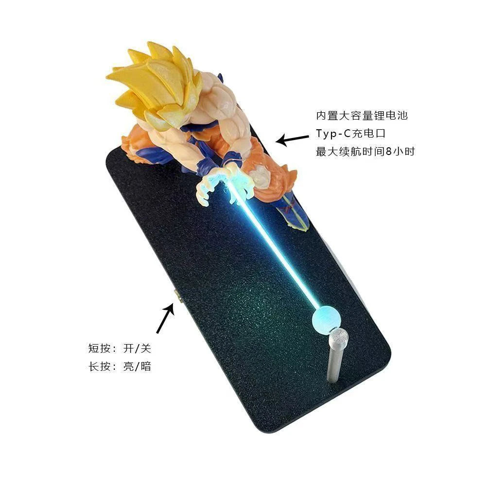 Nikolatoy Son Goku Kamehameha Wave Magnetic Light Lamp Dragon Ball Kakarotto Anime Model Ornament Action Figure Toy for Kids