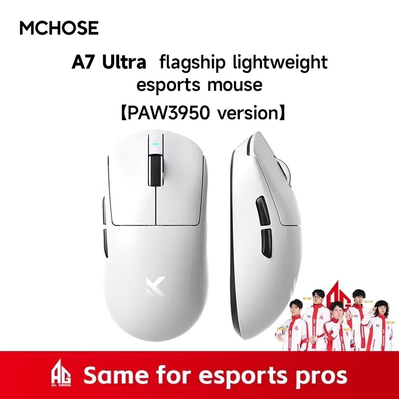 MCHOSE A7 Ultra Wireless Gaming Mouse Pixart3950 High-Precision Sensor Lightweight Design 8000Hz Polling Rate Realtek Master