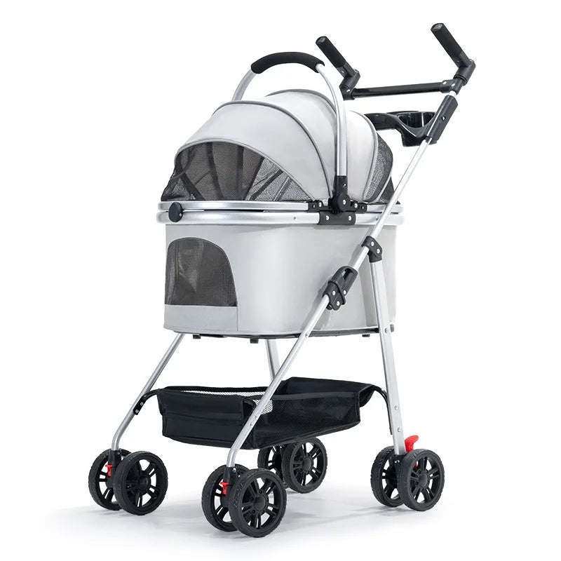 3-in-1 Pet Stroller for Medium Dogs Puppy Cat Stroller  with Detachable Carrier Pad Lightweight Foldable Aluminum Alloy Frame