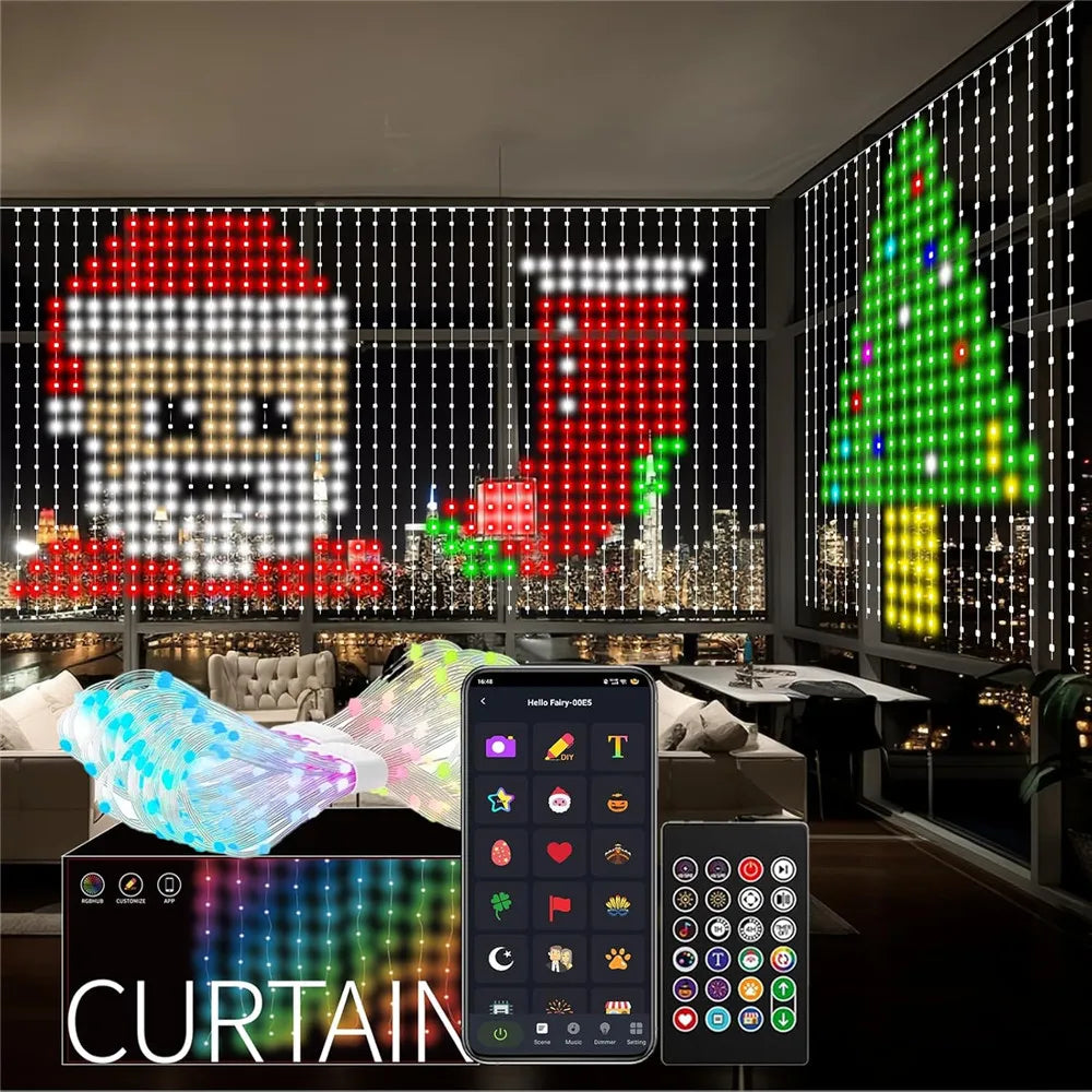 400-800 LED RGB Smart Curtain Lights with Music,App Controls and Remote,LED Party Lights for Wedding/Valentine's Day/Birthday