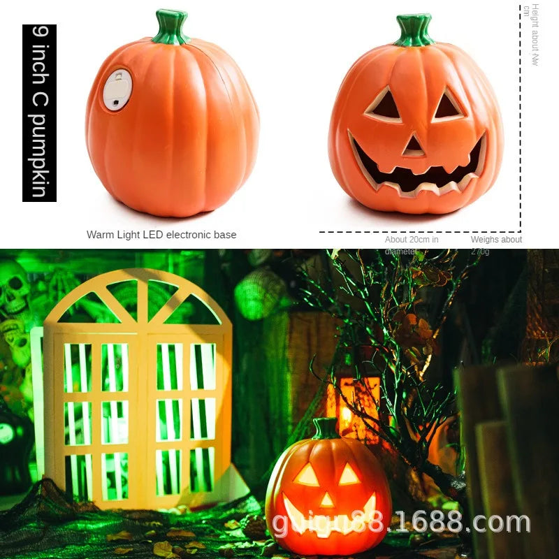 Halloween pumpkin lantern hollow out LED light emitting funny indoor and outdoor decoration props 3pcs set