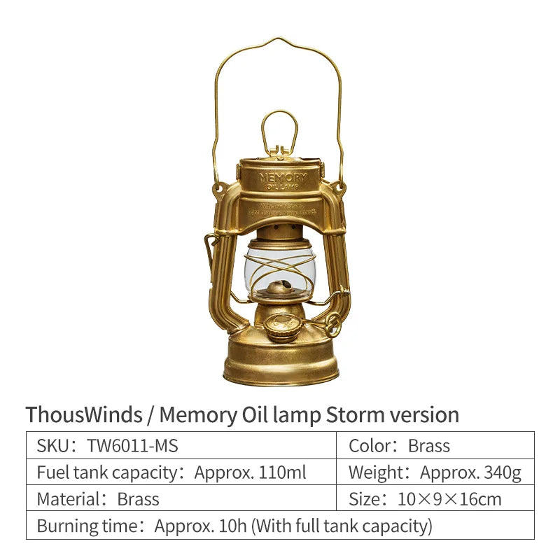Thous Winds Memory Oil Lamp Portable Outdoor Mini Camping Lantern Retro Camp Lights for Hiking Picnic Camping Supplies