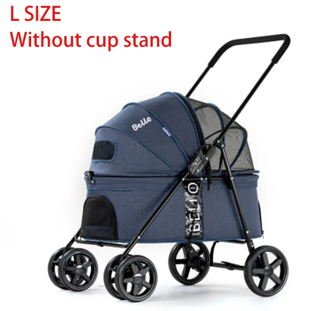 Outdoor Puppy Stroller Cat Dog Travel Breathable Pet Stroller Lightweight Folding Universal Wheels Small Medium Pet Stroller