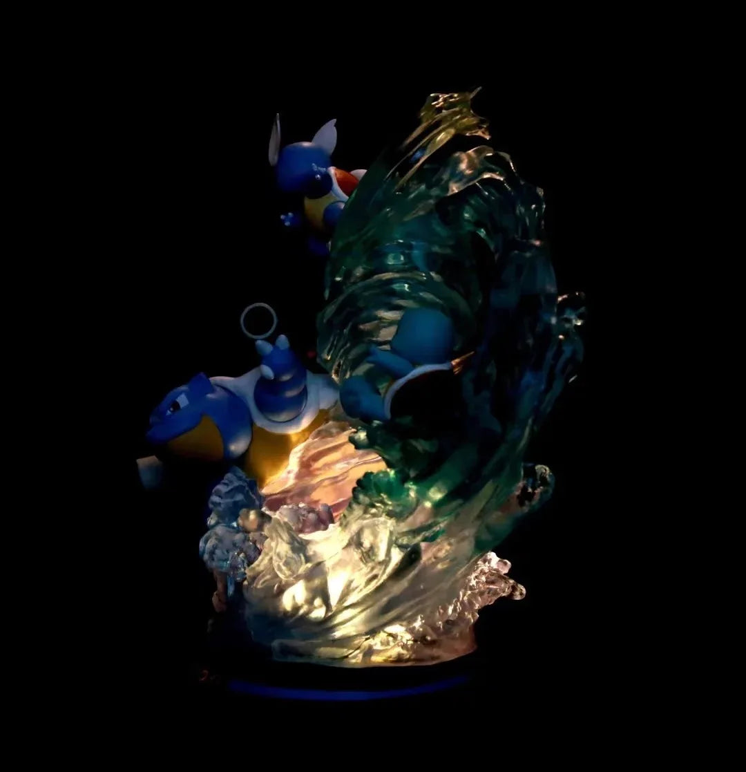 Anime Pokemon Blastoise Squirtle Evolution Ver. GK PVC Action Figure Statue Collectible Model Kids Light Up Toys Doll Gifts 26cm