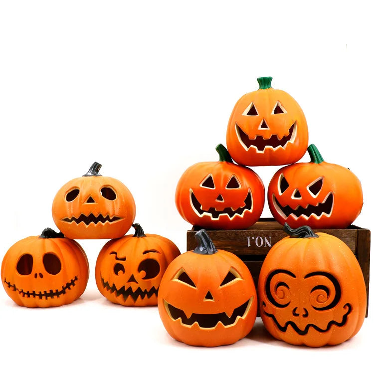 Halloween pumpkin lantern hollow out LED light emitting funny indoor and outdoor decoration props 3pcs set