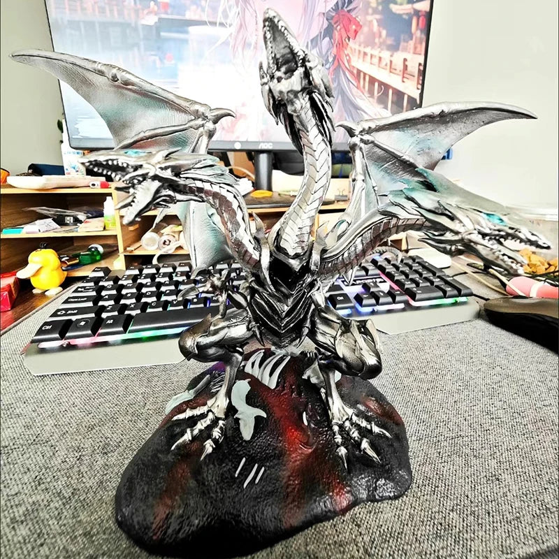 Yu-Gi-Oh Figure Blue-Eyes White Dragon Figures With Light 25cm Pvc Statue Model High Quality Collections Desk Decora Toys Gifts