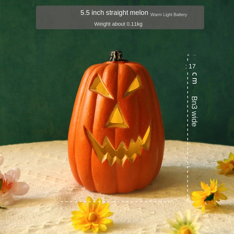 Halloween pumpkin lantern hollow out LED light emitting funny indoor and outdoor decoration props 3pcs set