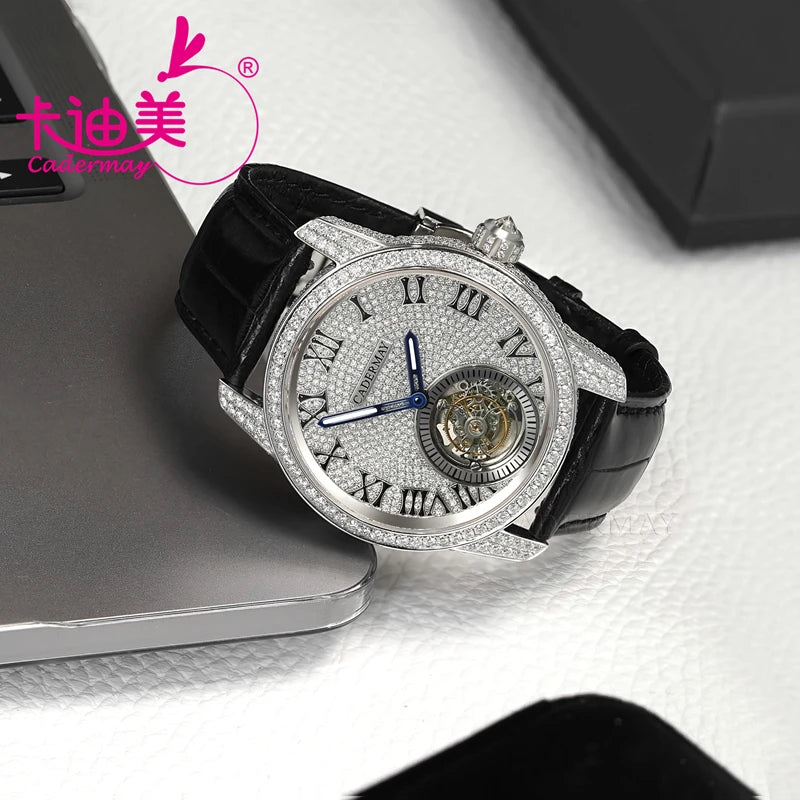 Cadermay D VVS1 Moissanite Stone Luxury 316L Stainless Steel Watch For Women Men High-quality Watches