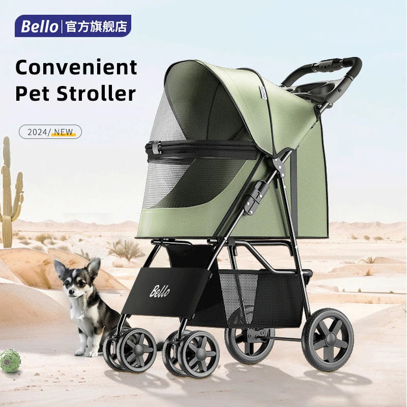 Bello Pet stroller small Lightweight Fordable Cart Dog Cat Teddy Hand Cart Outgoing Pet Dog Cat