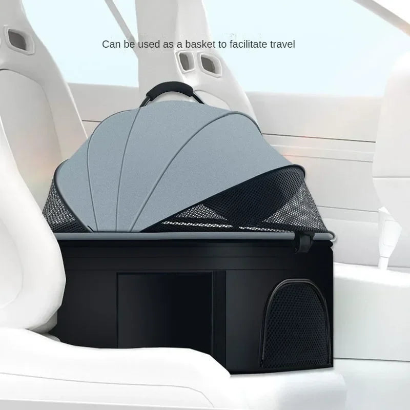 New Portable Foldable Pet Stroller Detachable Pet Stroller Pet Carrier Cat Travel Supplies Lightweight and Breathable Cat Basket