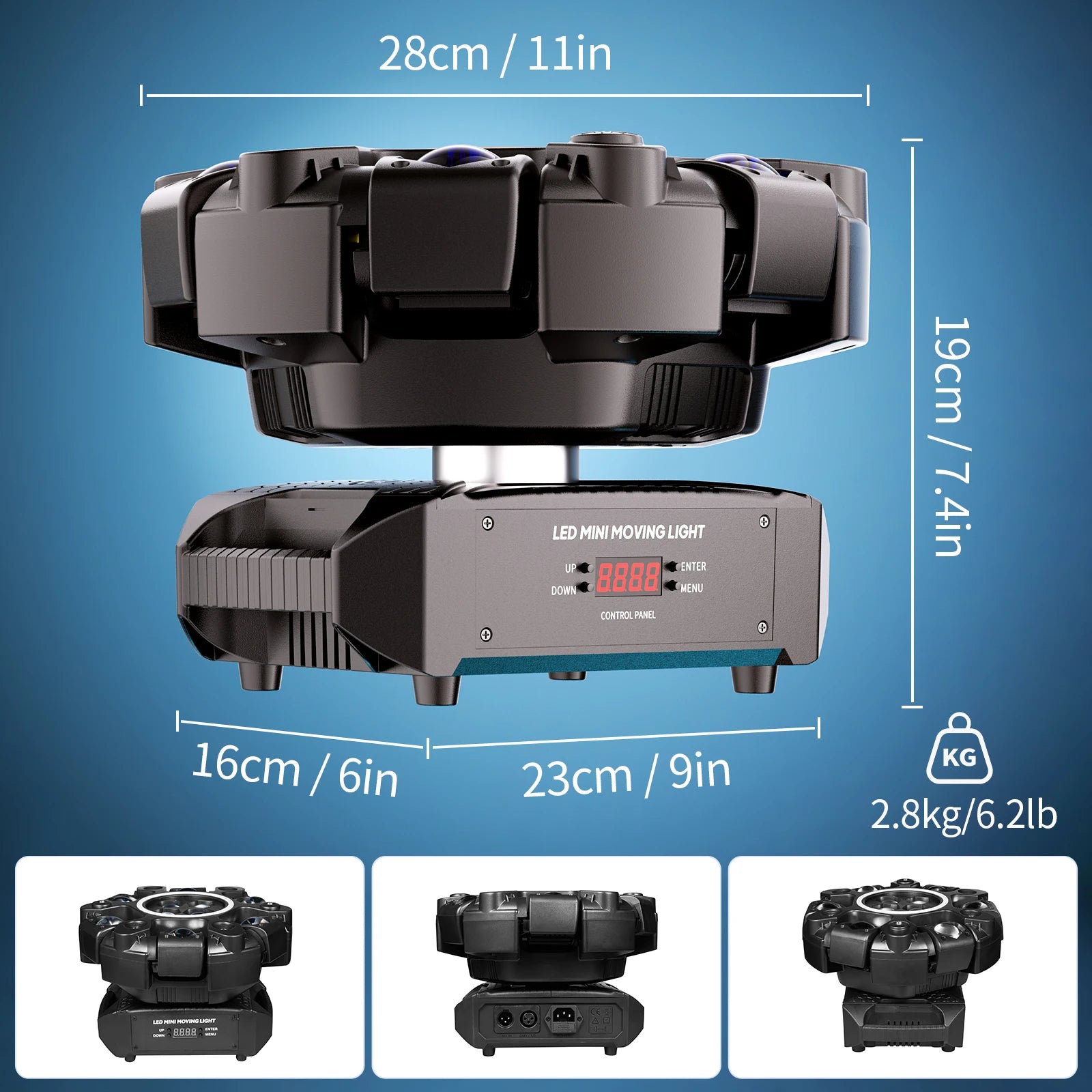 Fieryzeal 150W 6-Arm RGBW Beam Moving Head Light with Halo Effect Stage Light DMX512 Honeycomb Beam Strobe Effect for DJ Party