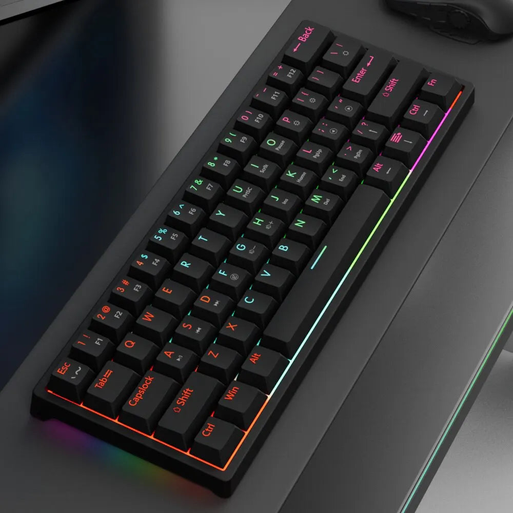 MUCAI MK61 USB Gaming Esports Mechanical Keyboard Red Switch 61 Key Wired Detachable Cable RGB Backlight Hot Swap