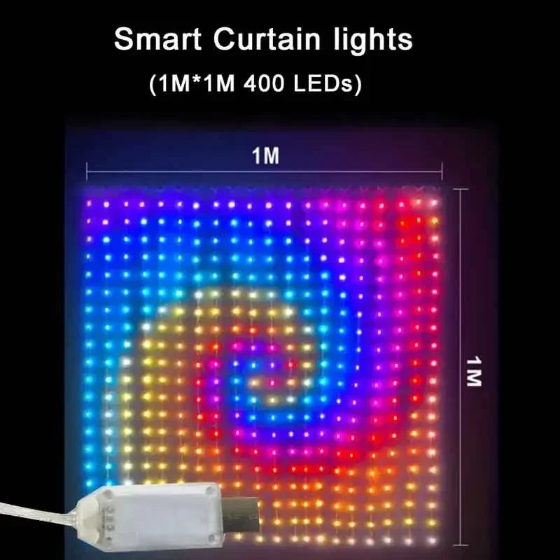 400LEDs Smart Curtain String Light Bluetooth APP Control Christmas Fairy Light DIY Picture Display Garland  Party Wedding Decor