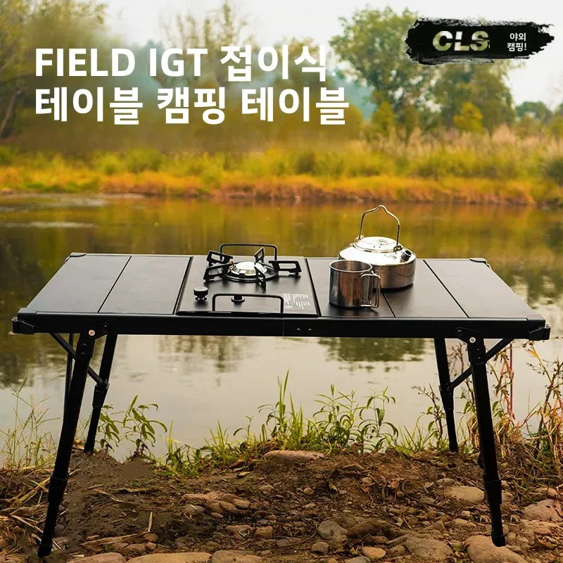 MOUNTAINHIKER Folding Camping IGT Table Wood Lightweight Camp BBQ Grill Table Removable Outdoor Picnic Fishing Camping Table