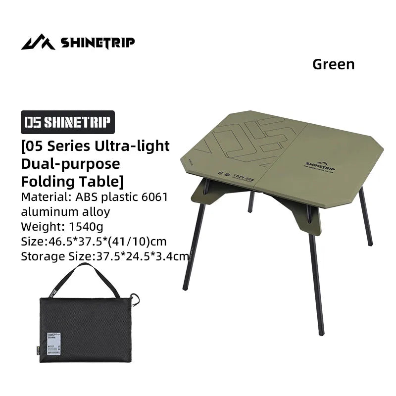 ShineTrip 05 Series Ultralight Dual Purpose Table Outdoor Camping Portable Table Folding Abs Desktop and Aluminum Stand