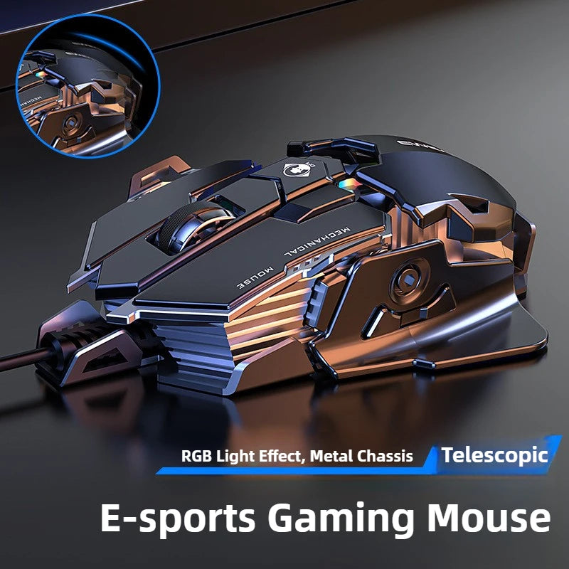 MK500 RGB Backlight Wired Mechanical Mouse 12800DPI Adjustable Macro Programming E-Sport Ergonomic Gaming Mouse For PC Laptop
