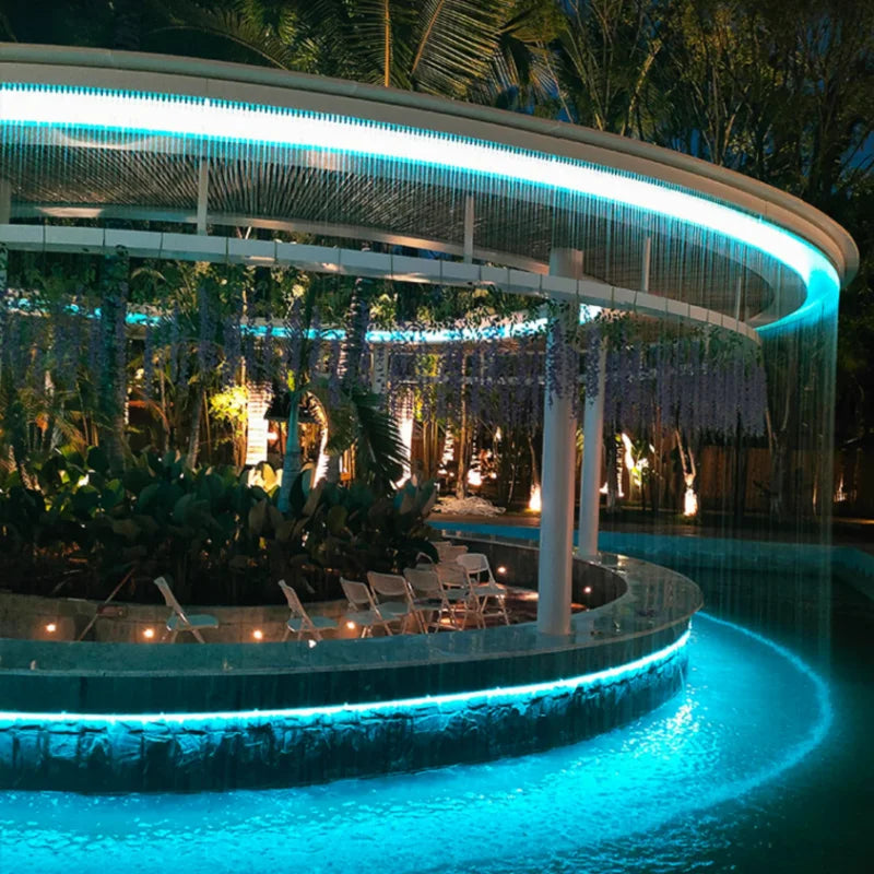 Indoor and Outdoor Garden Ornament Decoration Stainless Steel Rain Curtain Water Fountain with LED Light for Yard or Pool