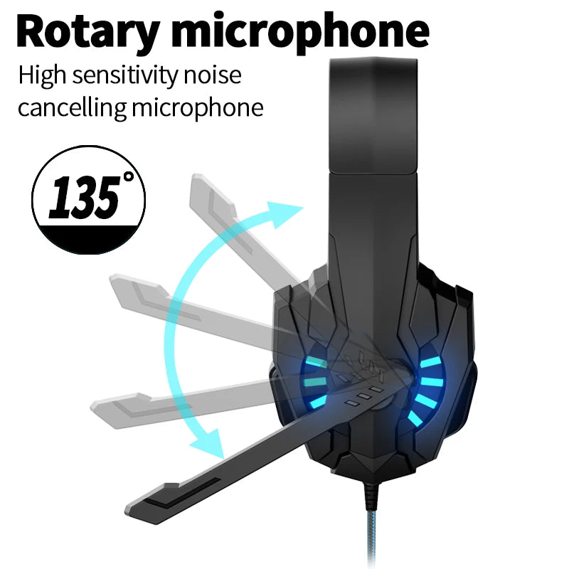 A7 Headphones Wired Gaming Headset Earphones Music For computer With Mic Headset Stereo SVirtual Surround Bass LED Light Gamer