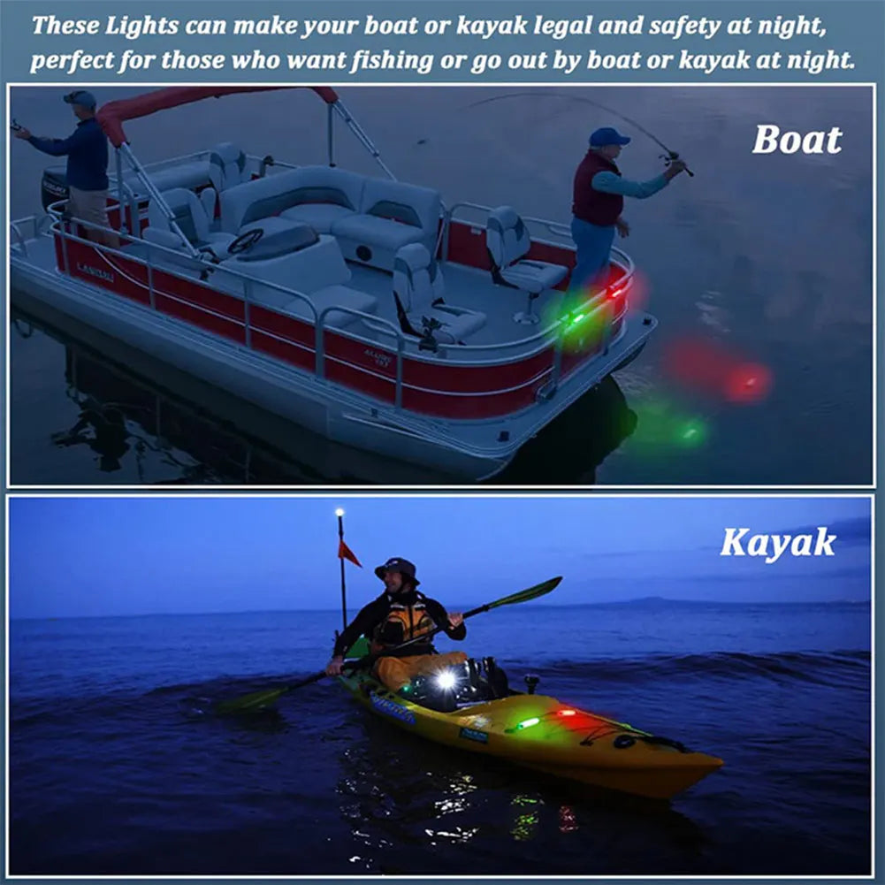 LED Boat Navigation Light 4 Modes Sailing Signal Lamp USB Charging Marine Yacht Warning Light for Night Kayaking Boating