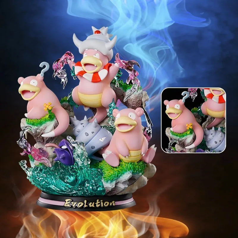 New Pokemon Evolution Mewtwo Figure Charizard Dragonite Blastoise Venusaur Gengar Led Light Anime Figurine Pvc Statue Model Gift