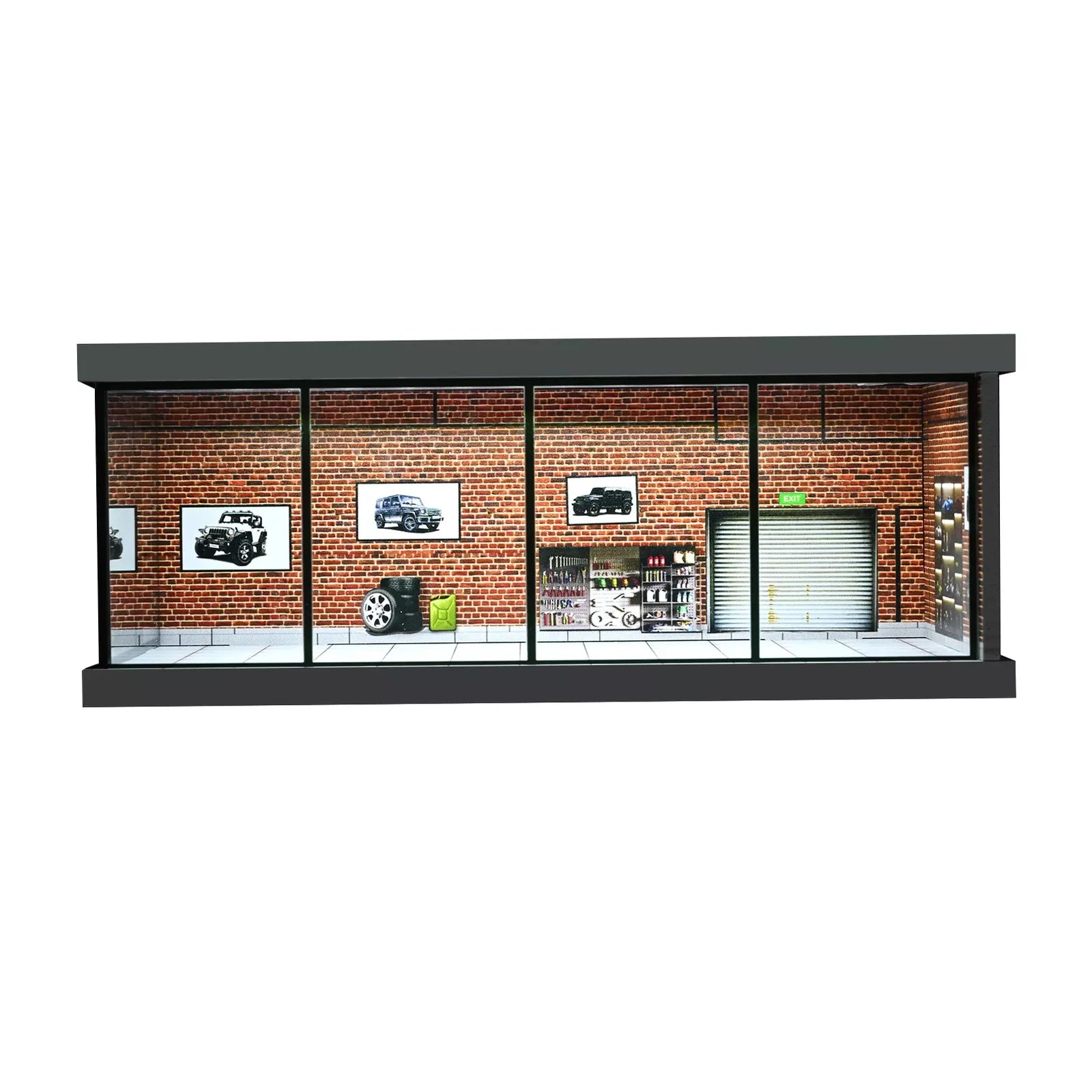1: 43 Diorama Car Garage Model LED Lighting  Car Showroom Parking Lot Scene Display Models Toys