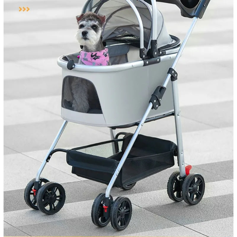 3-in-1 Pet Stroller for Medium Dogs Puppy Cat Stroller  with Detachable Carrier Pad Lightweight Foldable Aluminum Alloy Frame