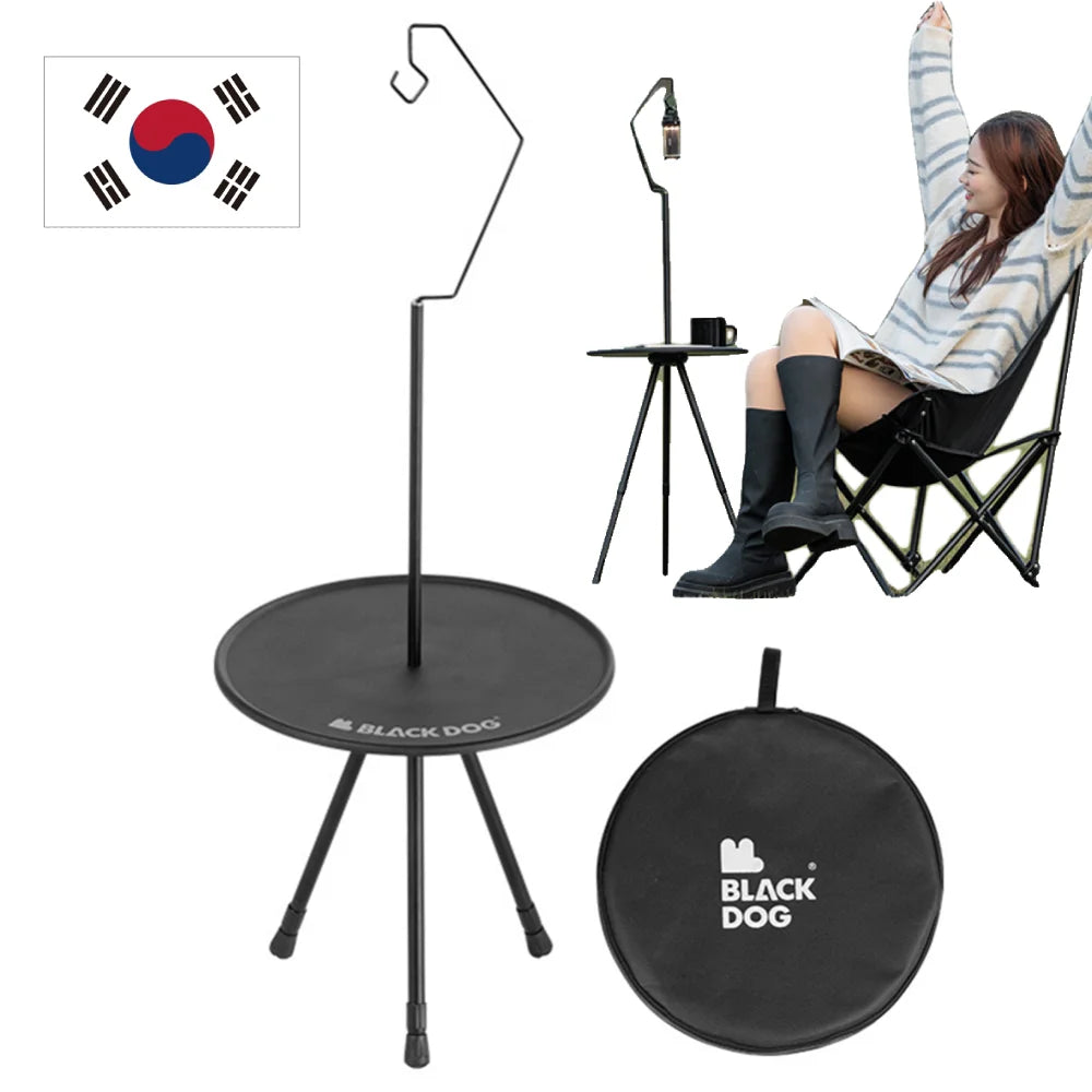 Outdoor Camping Table with Lamp Stand Adjustable Portable Lightweight Folding Table Aluminum Alloy for Camping BBQ Picnics