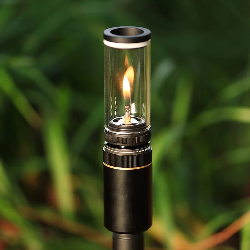 Outdoor Candle Lamp Gas Camping Lamp Tent Romantic Atmosphere  Candlelight Lighting Glass Mini Air Lamp