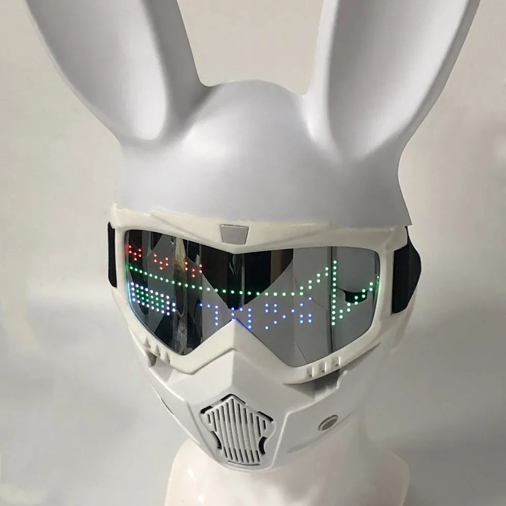 Halloween Bunny Girl Colplay Bluetooth APP Light Up Purge Mask Halloween Masquerade Party LED Face Masks for Kids Men Women